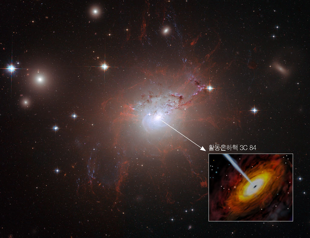  활동은하핵 3C 84를 포함하고 있는 은하 NGC 1275